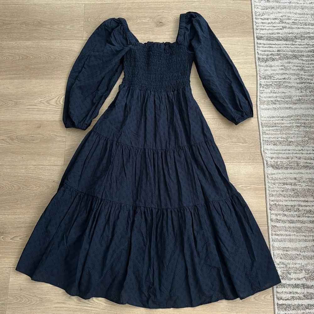 Madewell Lucie Eyelet Cutout-Back Midi Dress